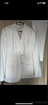 Pánsky svadobný oblek, krémová biela