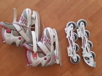 Korčule Duplex 2v1, ľad, kolieska, veľ. 35-38