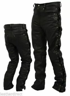 Moto Pánske Kožene Šnurovacie Nohavice Black