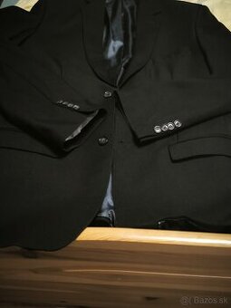Pánsky čierny oblek č.50 + kabát