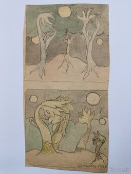 Oskar Laske (1874-1951) Akvarel, 1937