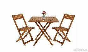 Záhradný drevený skladací balkonový set 2 stoličky + 1 stôl - 1
