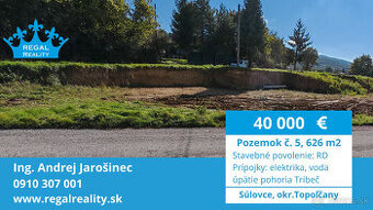 Rezervovaný: POZEMOK č. 5, 626 m2, Súlovce ,okr. TO - 1