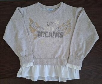 Dievčenská mikina ukončená košeľou veľkosť 157