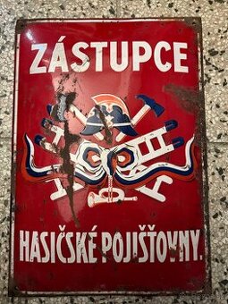 Stará smalt cedule zástupce hasičské pojišťovny