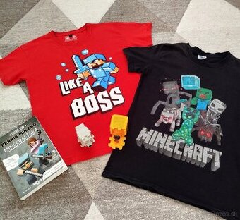 Balíček Minecraft veľkosť 146/152 - tričká, kniha, figúrky