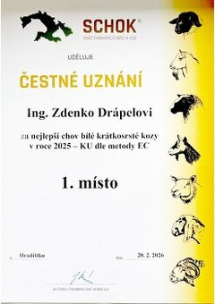 Česká bílá krátkosrstá koza.