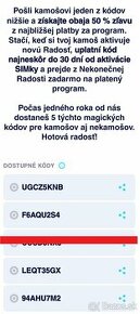 Radost kody zdarma. Zlava 50% z programu.