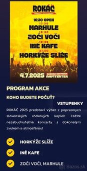Vstupenky na ROKÁČ - Rockový megakoncert Banská Bystrica