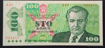 100 Kčs 1989 vzácna vysoká séria UNC