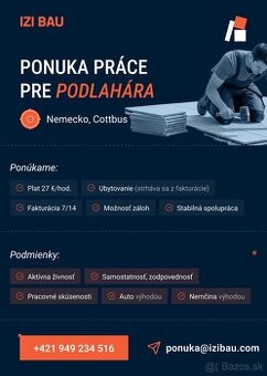 Ponuka práce Nemecko- Podlahár (27€ /h)
