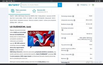 Predam Oled Tv LG  C4 uhlopriečka 42 v záruke.Stále aktuálne