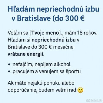 Hľadam izbu v Bratislave
