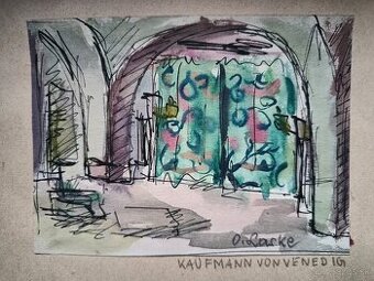 Oskar Laske (1874-1951) Akvarel cca 1932-1937