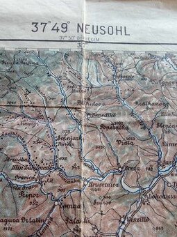 RRR Vzacna mapa NEUSOHL (1914) B.Bystrica - Zvolen,Sliac, Br
