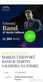 1 Listok koncert Valihora a Čekovsky band zamok Simak