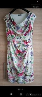 Biele kvetinové spoločenské šaty L/xl