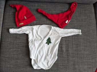 Vianočné body, čiapka a podbradník, veľkosť 62