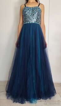 Tmavomodré - tyrkysové šaty