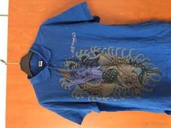 ED HARDY originál kráľovská Modra pánske polotricko L/XL