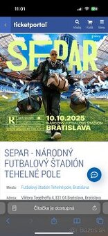 Separ Štadion 10.10.2025 - 3xB státie - 2xViP Afterparty