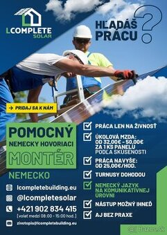 Montáž solárnych panelov-pomocník nemecky hovoriaci-Nemecko