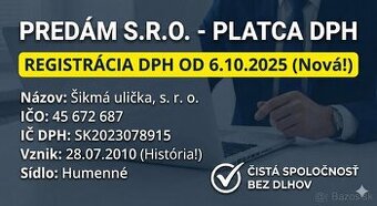 Predám PLATCU DPH - História od r. 2010