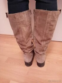 Dámske čižmy, brúsená koža, béžové, veľkosť 39 - 1