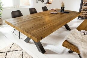 Masívny jedálenský stôl 240 cm, borovica, hnedý