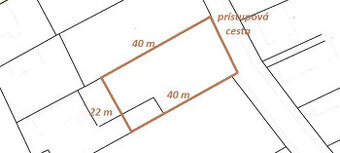Predaj 9 á pozemok, 22 m šírka, výborná poloha, Dedinka