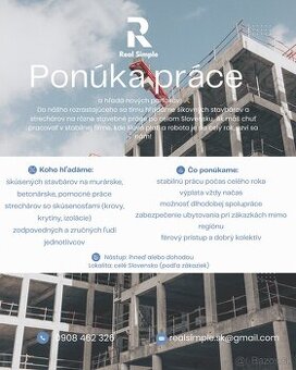 Hľadáme pracovníkov na stavebné práce