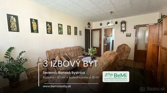 Svetlý 3 izbový byt s loggiou – Banská Bystrica, Severná