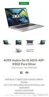 Acer Aspire Go 15 AG15 - 42P - R5WN Pure Silver
