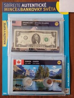 Bankovky sveta-Magazín v kapse 2 Dollars a Kanadské centy