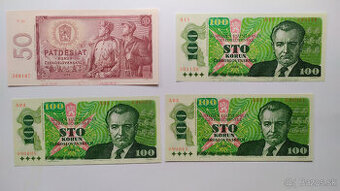 50 Kčs  1964 a 100 Kčs 1989