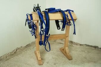 Poprsný nylonový postroj pre koňa modrý SHETLAND