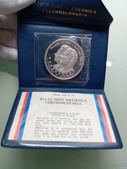 Strieborná medaila Svoboda a Dubček r. 1968