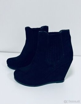 👢 Elegantné Čierne Semišové Členkové Topánky 37