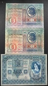 Bankovky Rakúsko-Uhorsko 100,1000 Kronen UNC - 1