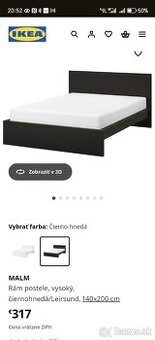 Postel ikea malm 140x200 cm s roštom