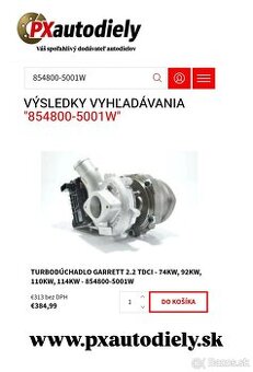 Turbo GARRETT Ford Transit 2.2 TDCi - 92kw, 114kw