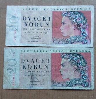 2x 20 Kčs 1949