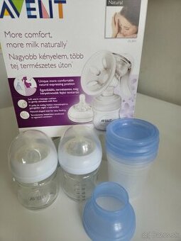 Predám Avent manuálnu odsávačku, 2ks sklenené fľaše 120ml