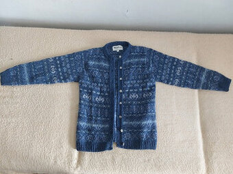 Modrý hrejivý chlapčenský sveter na gombíky Harley (pár krá