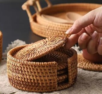 6 ks/sada ratanových podložiek pod poháre