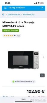 Mikrovlnná rúŕa Gorenje  MO20A4X