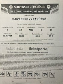 Lístky na futbalový zápas Slovensko-Rakúsko