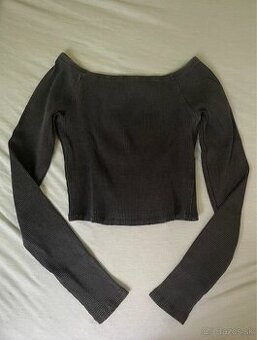 Crop uzke tricko dlhy rukav sive
