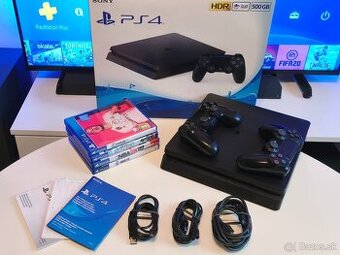 PS4 PLAYSTATION 4 SLIM + 2X OVLADAC + HRY