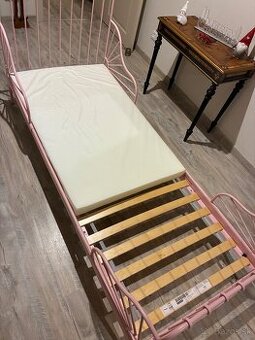 Rastúca detská posteľ s roštom, svetloružová, 80x200 cm